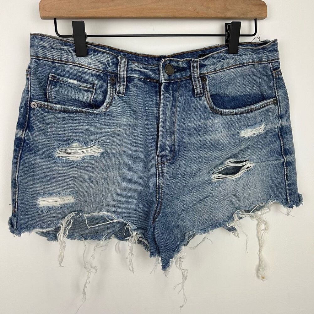 Blank NYC The Barrow Vintage High Rise short blue denim jean Sz 28 distressed